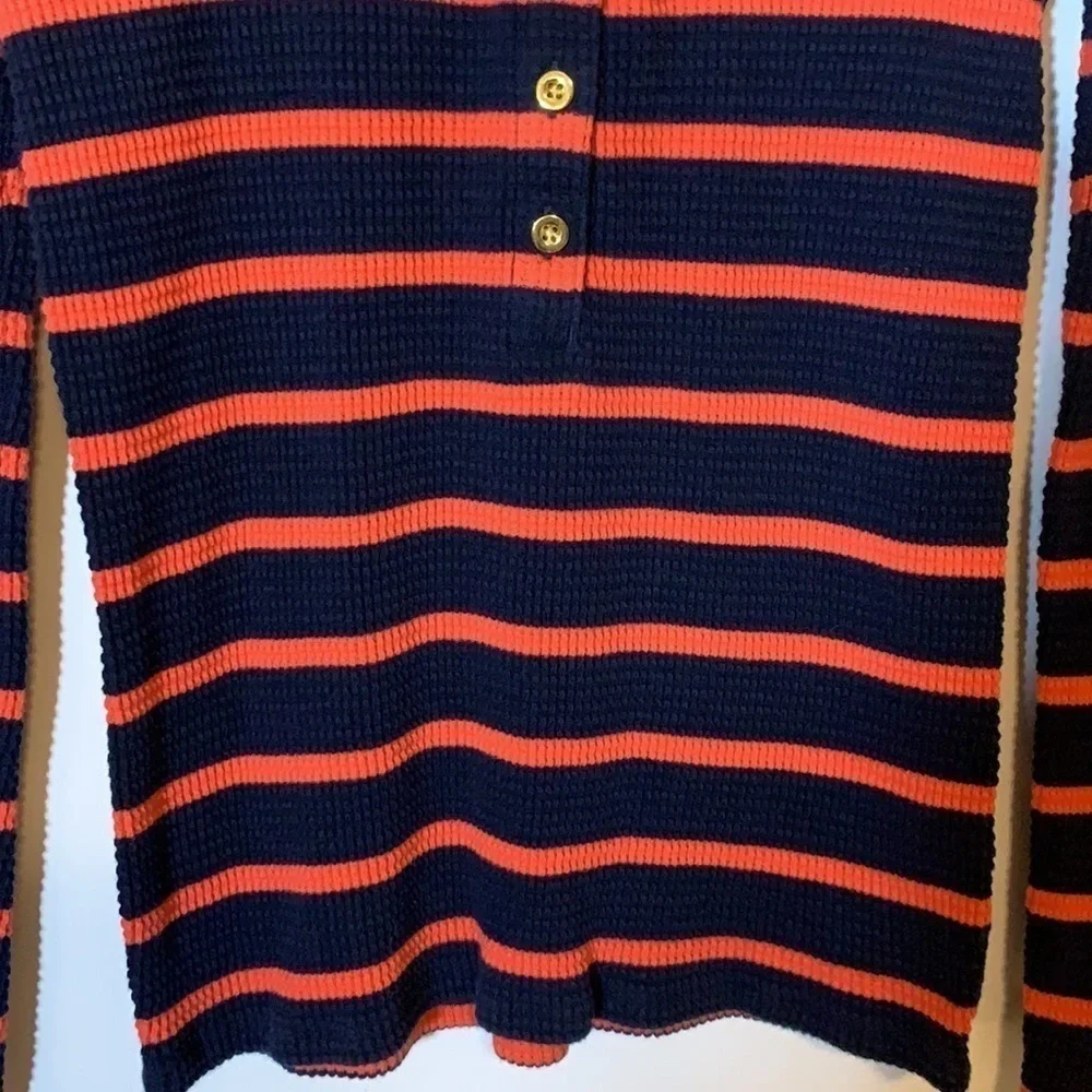 J Crew Cotton Waffle Henley Style Top, XS
